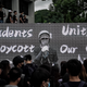 Students attend a boycott rally at the Chinese University of Hong Kong.